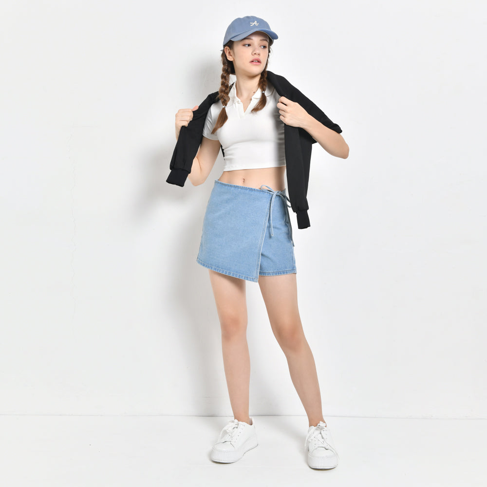 Women Short Sleeve Polo - White - YCH2F4343