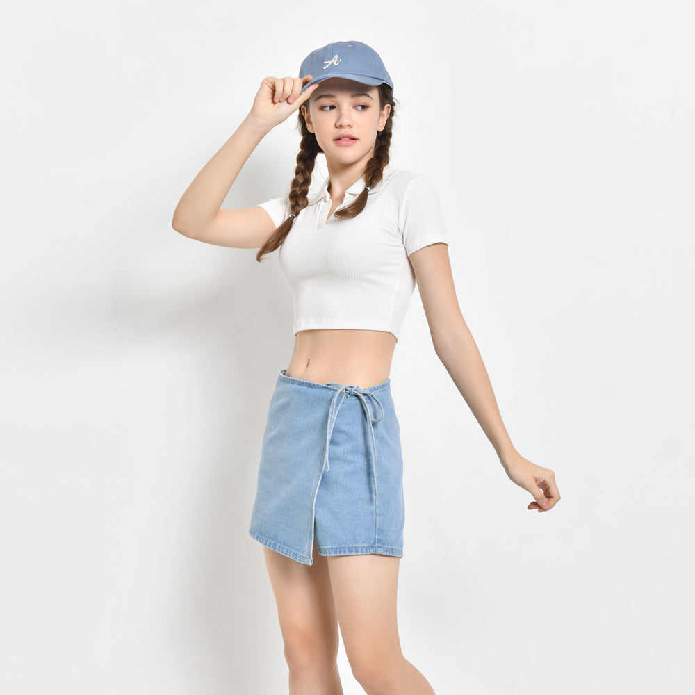 Women Short Sleeve Polo - White - YCH2F4343