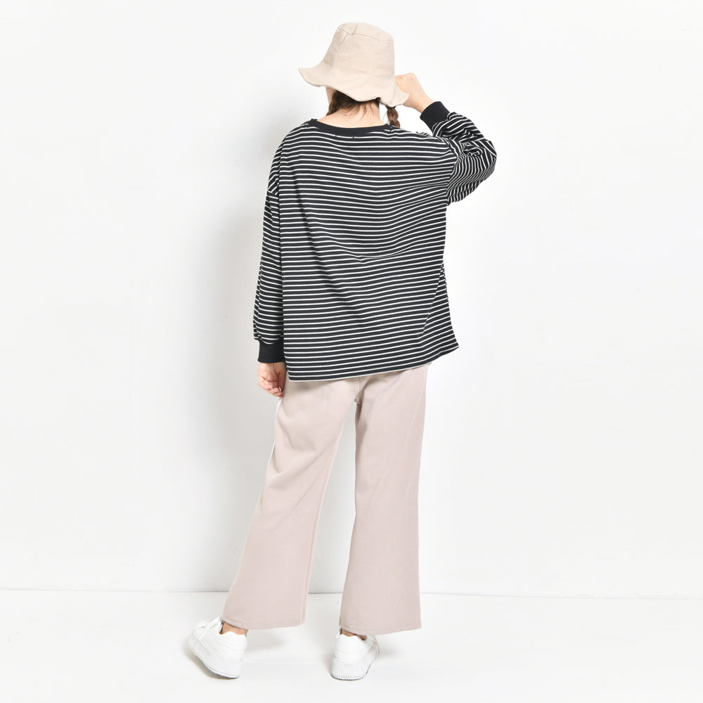 Women Oversized Long Sleeve Top - Black - CMH2F4359