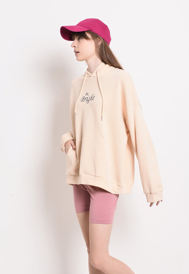 Women Oversized Sweatshirt Hoodies Long Sleeve - Beige - YUF2F4245