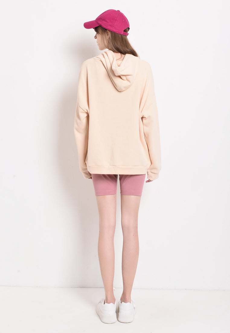 Women Oversized Sweatshirt Hoodies Long Sleeve - Beige - YUF2F4245