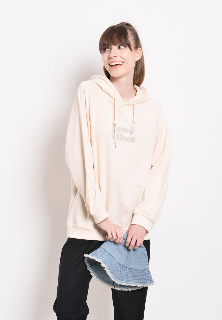 Women Oversized Sweatshirt Hoodies Long Sleeve - Beige - CMF2F3948