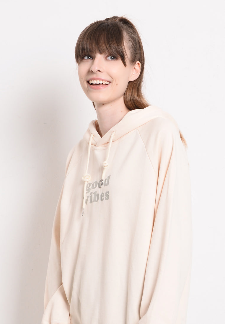 Women Oversized Sweatshirt Hoodies Long Sleeve - Beige - CMF2F3948