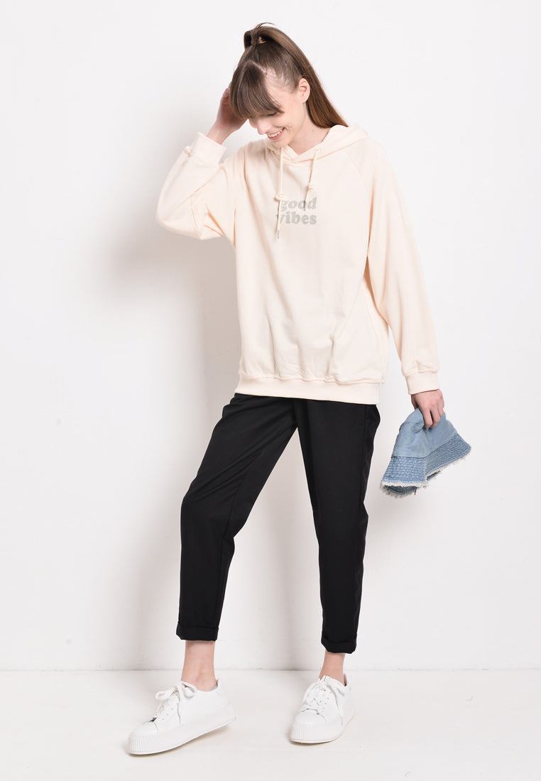 Women Oversized Sweatshirt Hoodies Long Sleeve - Beige - CMF2F3948