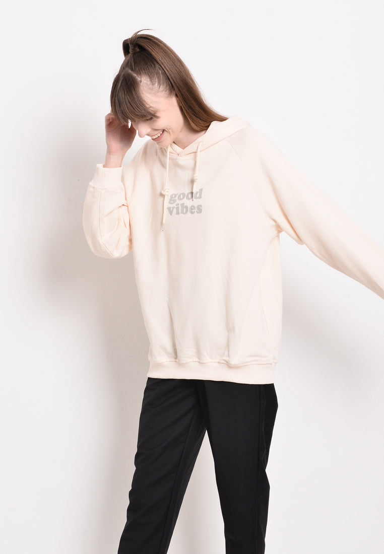 Women Oversized Sweatshirt Hoodies Long Sleeve - Beige - CMF2F3948
