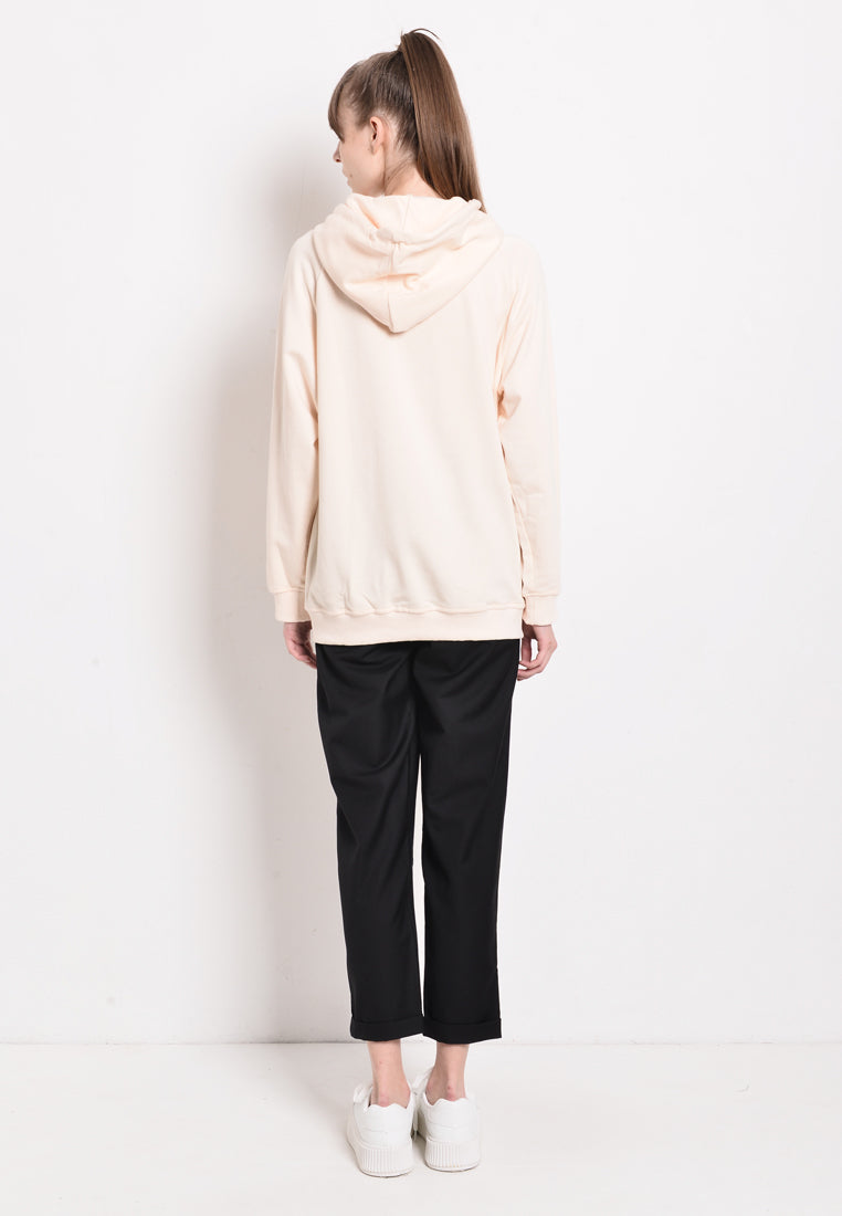 Women Oversized Sweatshirt Hoodies Long Sleeve - Beige - CMF2F3948