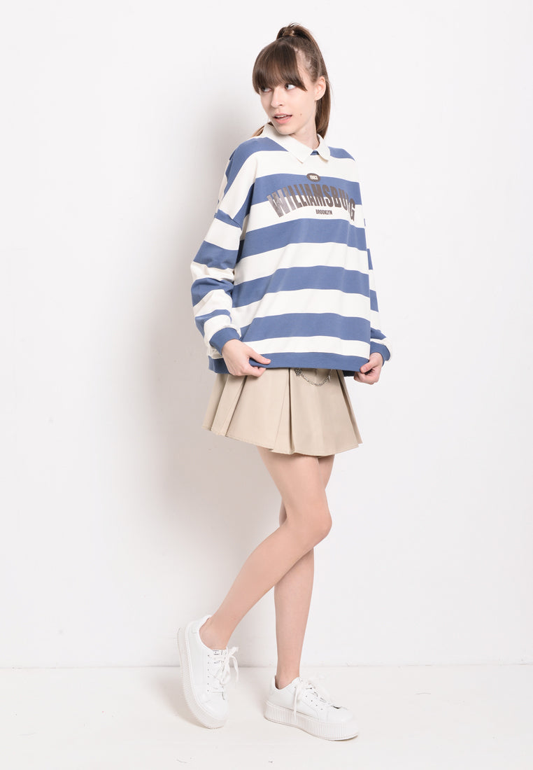 Women Tartan Plaid Pleated Short Skirt - Khaki - BNF2F3985