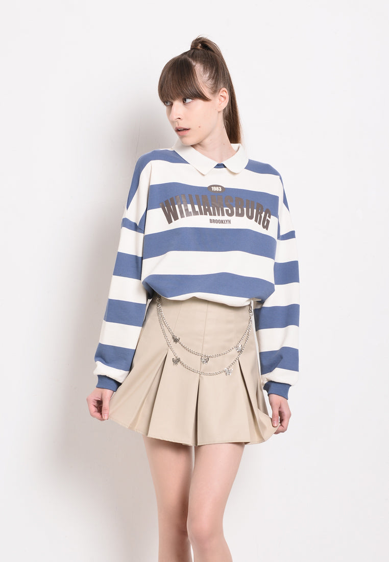 Women Tartan Plaid Pleated Short Skirt - Khaki - BNF2F3985