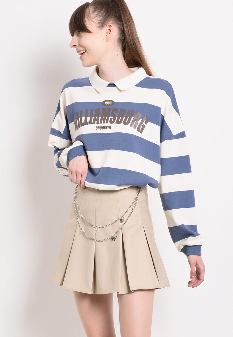 Women Tartan Plaid Pleated Short Skirt - Khaki - BNF2F3985