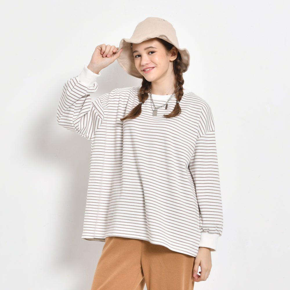 Women Oversized Long Sleeve Top - White - CMH2F4360