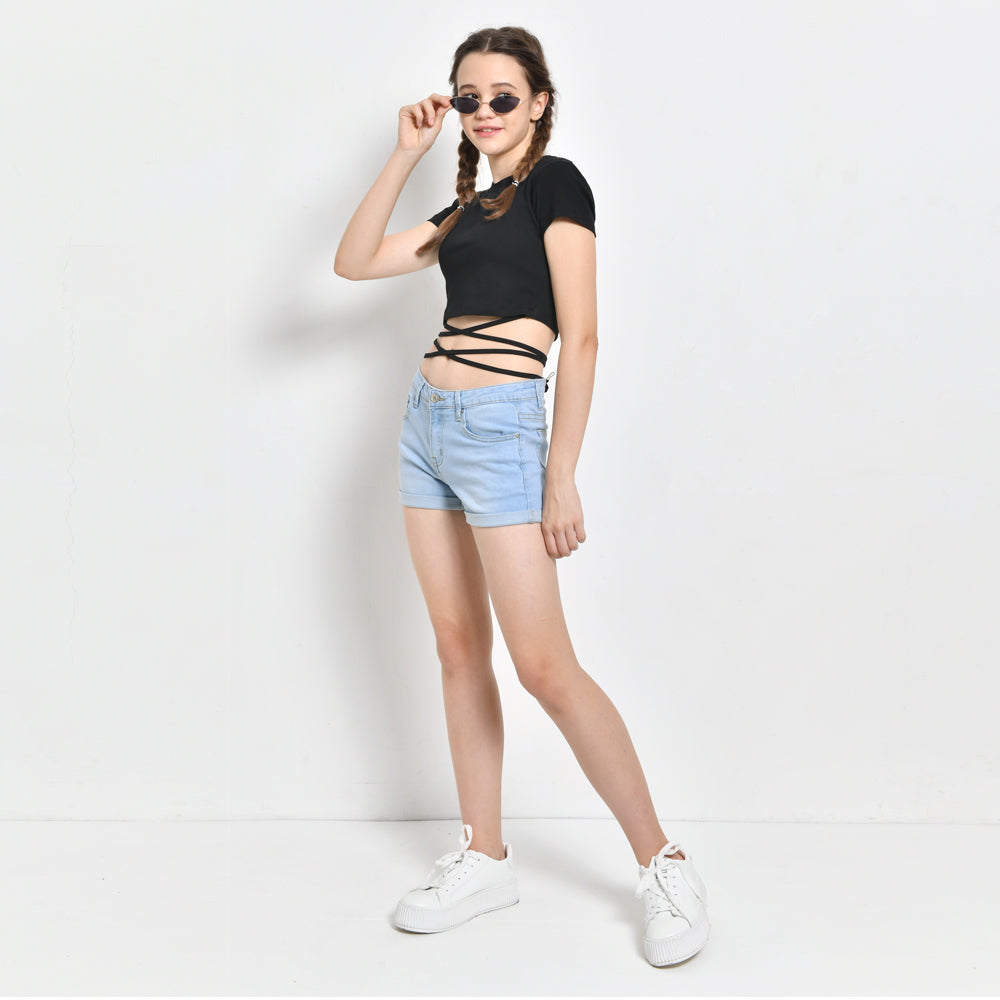 Women Short Jeans - Light Blue - KQH2F4374