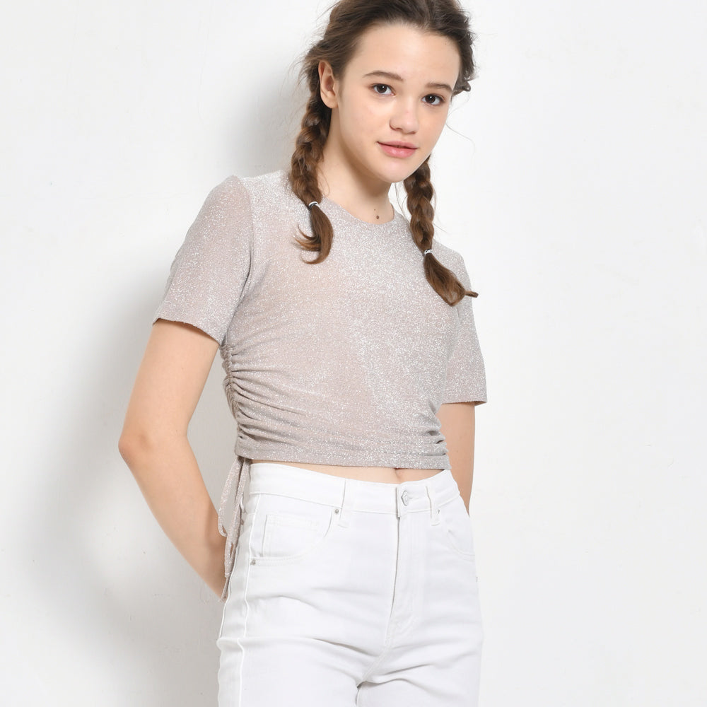 Women Short Sleeve Top - Light Pink - SKH2F4412