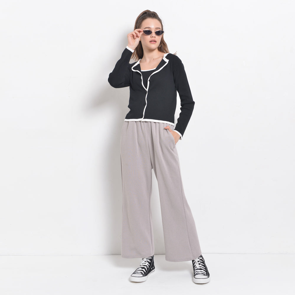 Women Wide-Leg Pants - Light Grey - ZXH2F4403