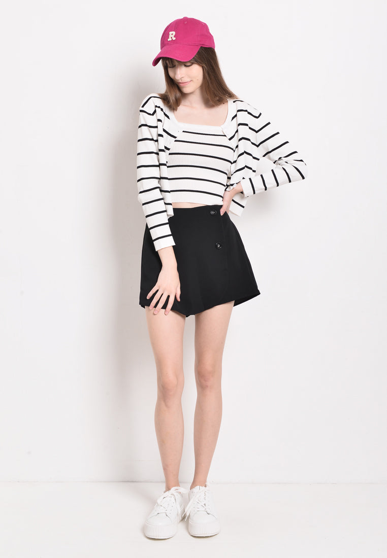 Women Plain Short Skort - Black - QTF2F3955