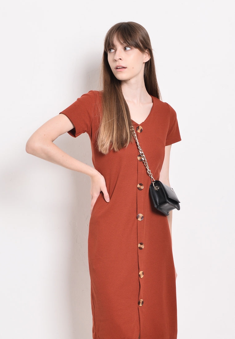 Women Short Sleeve Dress -Red - BFM2F4301