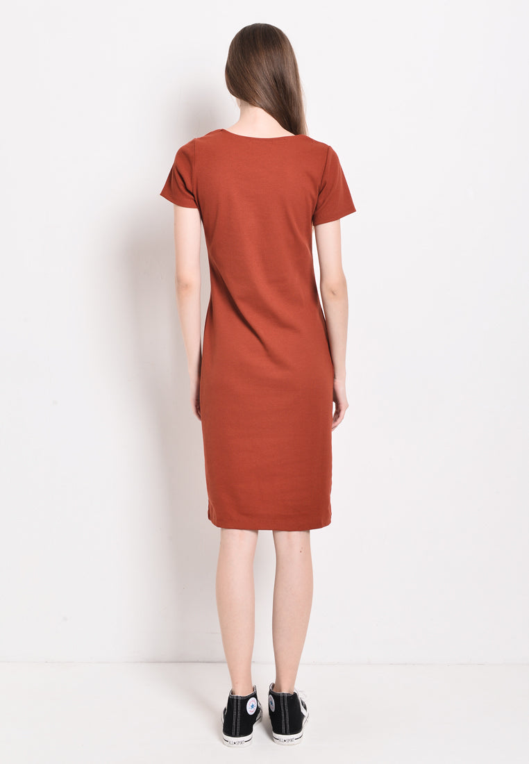 Women Short Sleeve Dress -Red - BFM2F4301