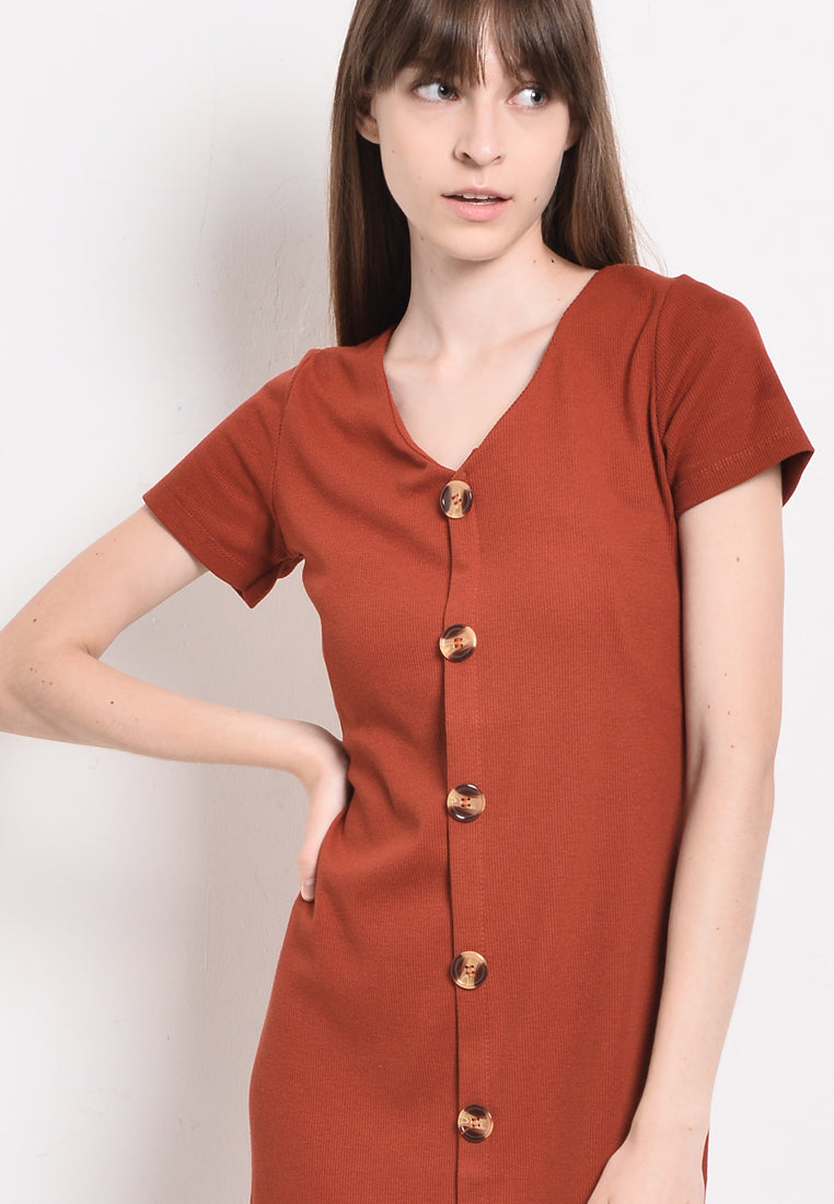 Women Short Sleeve Dress -Red - BFM2F4301