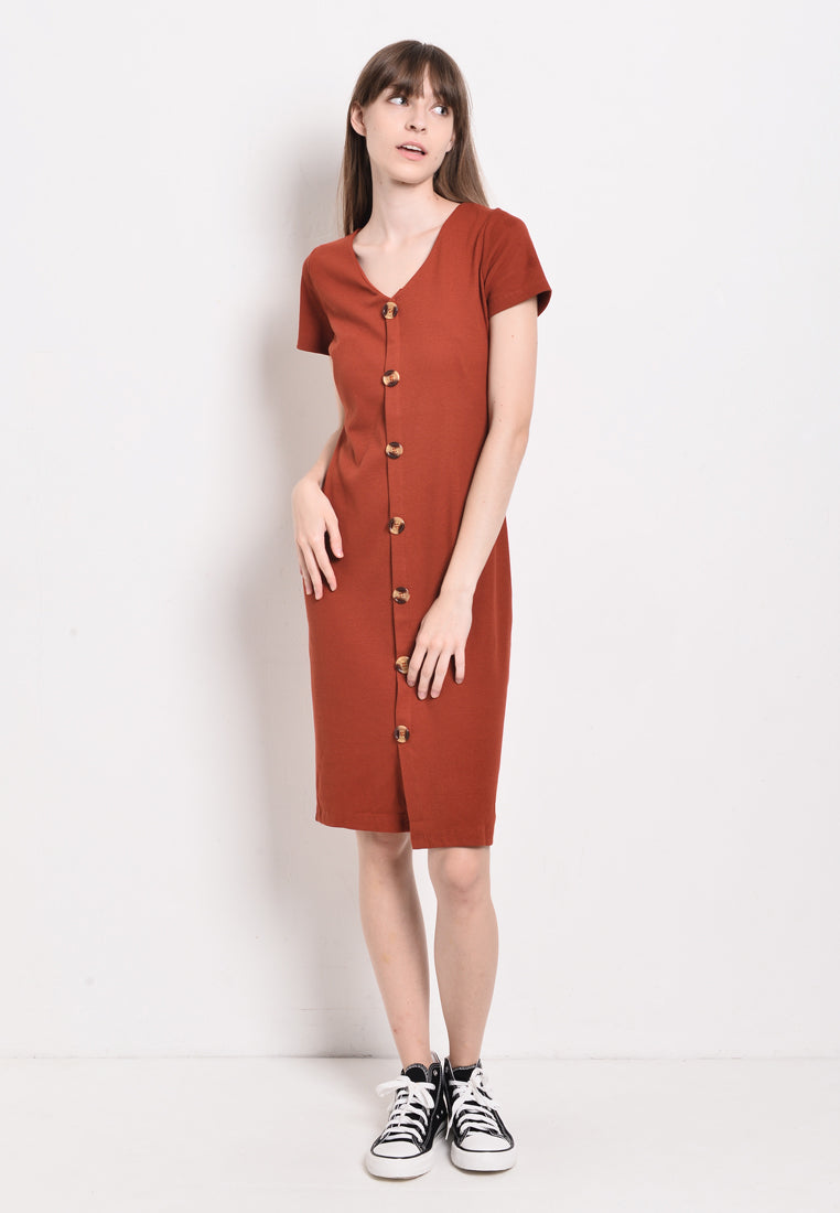 Women Short Sleeve Dress -Red - BFM2F4301