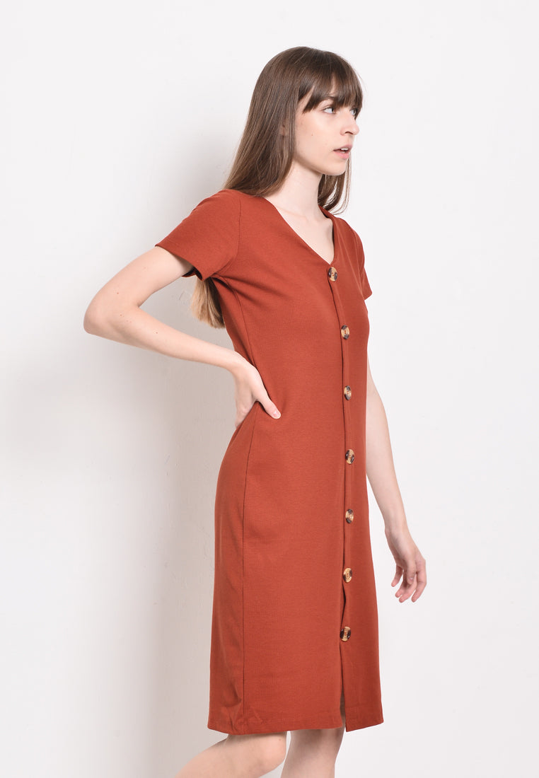 Women Short Sleeve Dress -Red - BFM2F4301