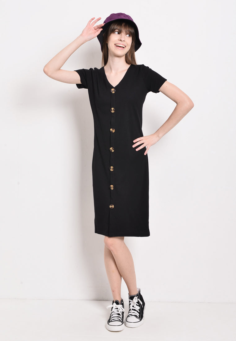 Women Short Sleeve Dress - Black - BFM2F4303