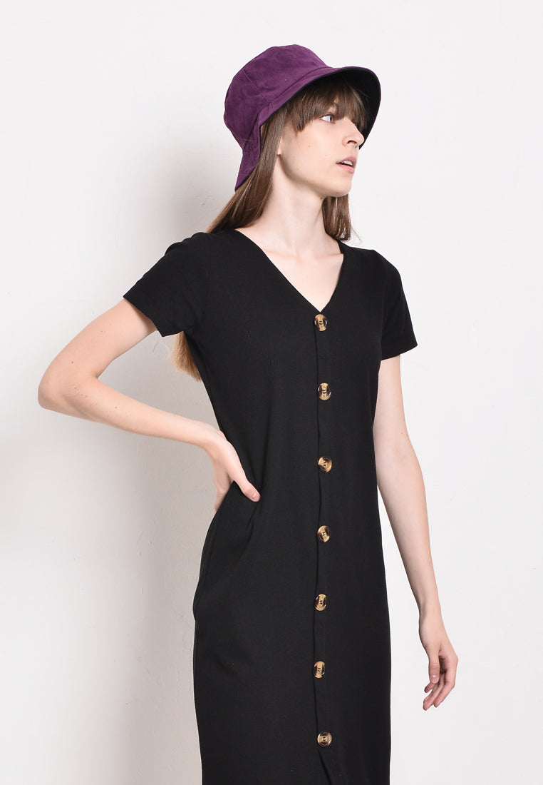 Women Short Sleeve Dress - Black - BFM2F4303