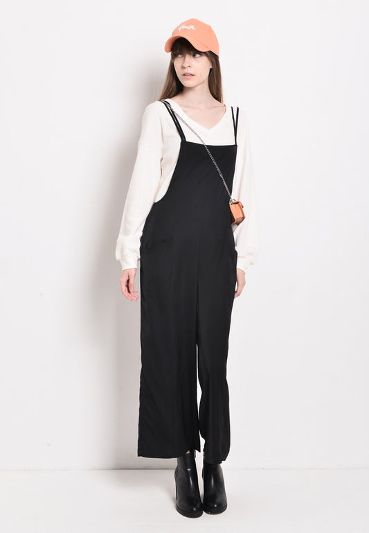 Women Strap Long Jumpsuit - Black - USF2F3963