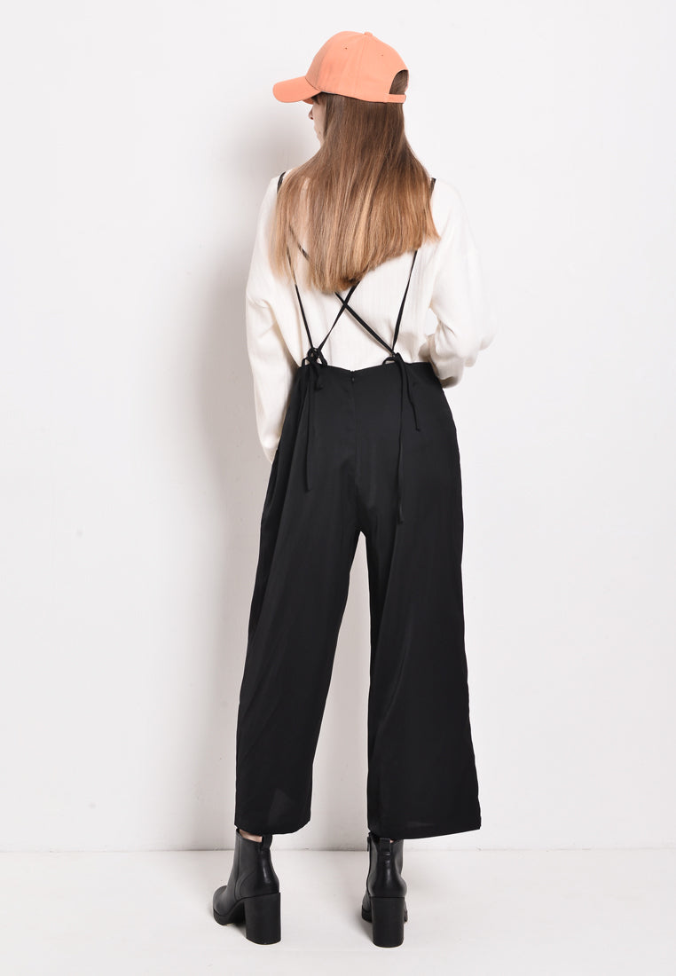 Women Strap Long Jumpsuit - Black - USF2F3963