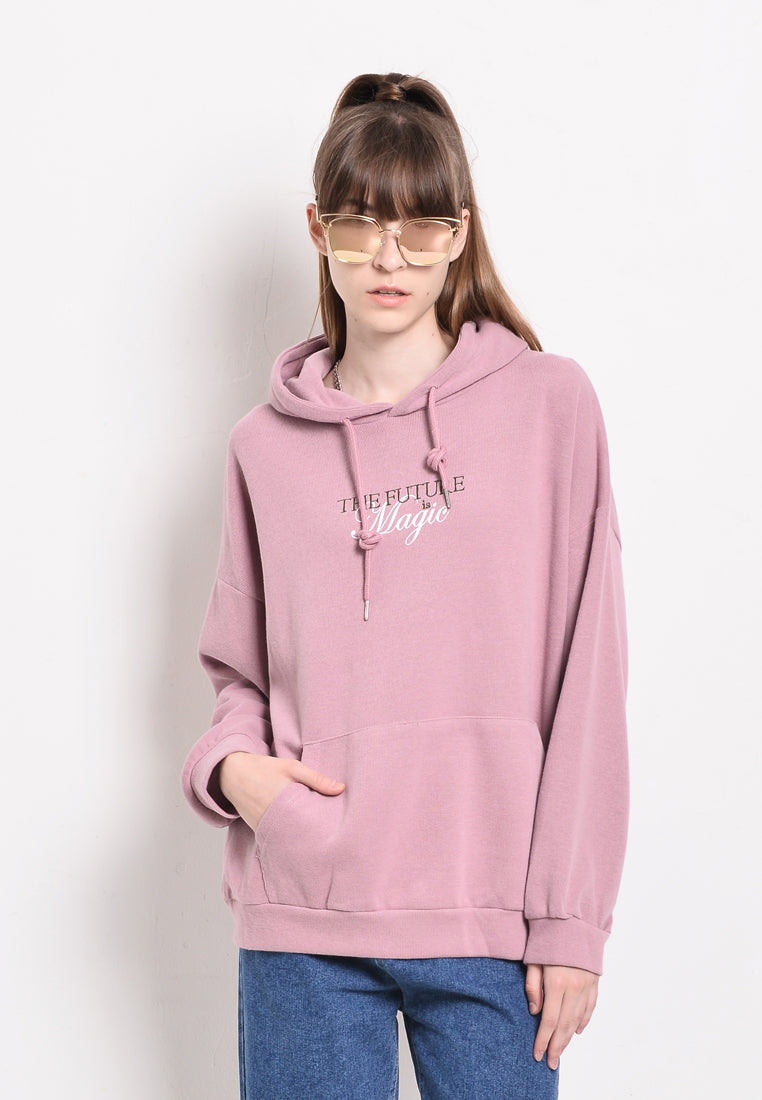 Women Oversized Sweatshirt Hoodies Long Sleeve - Pink - YUF2F4246