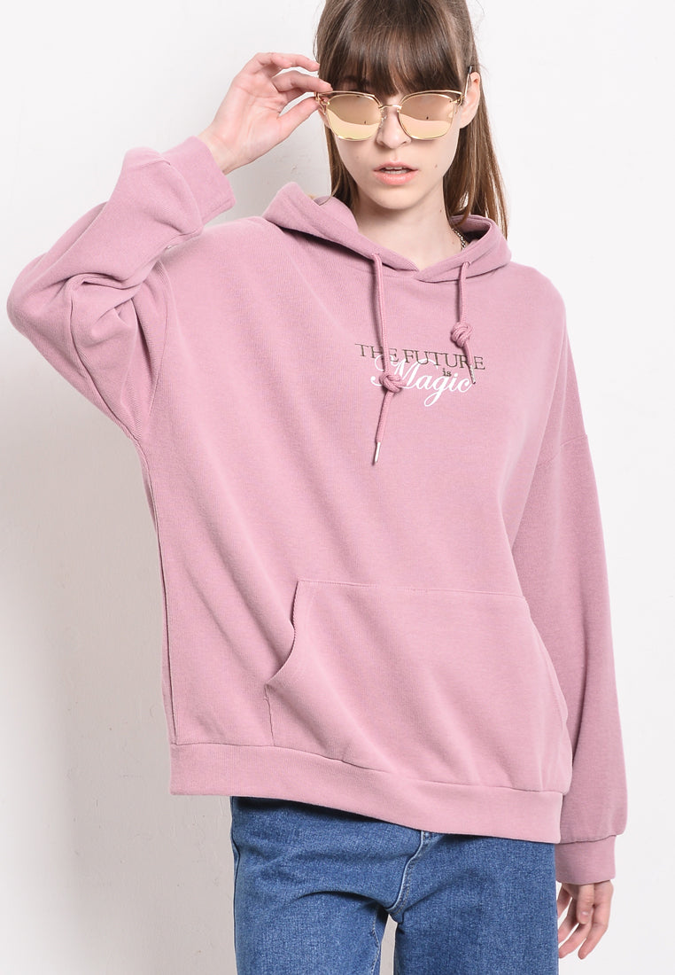 Women Oversized Sweatshirt Hoodies Long Sleeve - Pink - YUF2F4246