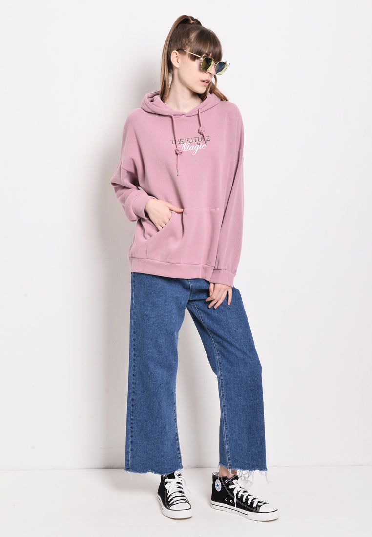 Women Oversized Sweatshirt Hoodies Long Sleeve - Pink - YUF2F4246