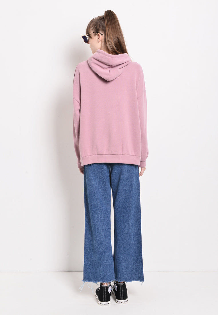 Women Oversized Sweatshirt Hoodies Long Sleeve - Pink - YUF2F4246