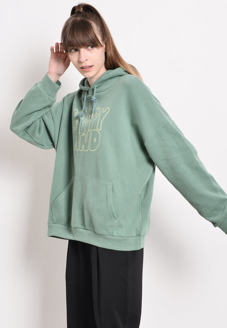 Women Oversized Sweatshirt Hoodies Long Sleeve - Green - YUF2F4247