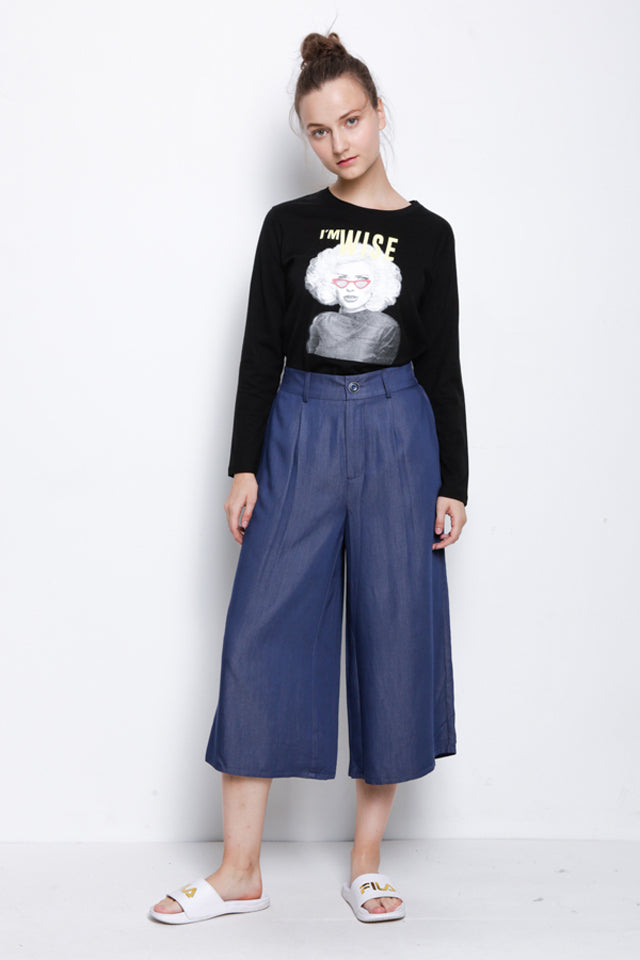 Women Woven Culotte - Dark Blue - MDM9F1575